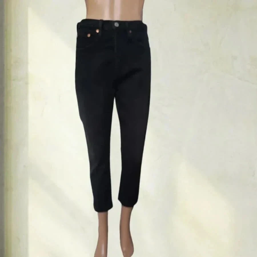 Levis premium 501 s coupe straight fusele crop taille haute - extensible - noir intense – photo 3